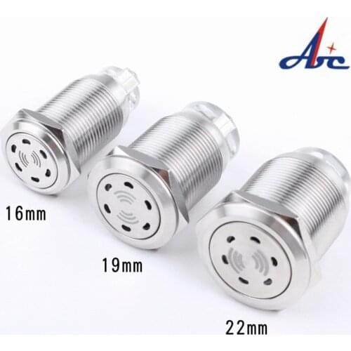 16 19 22mm Red LED Buzzer Metal Pulse Waterproof Oil Band Intermittent Flashing Screw Lamp Connection Metal Alarm 12V 24V