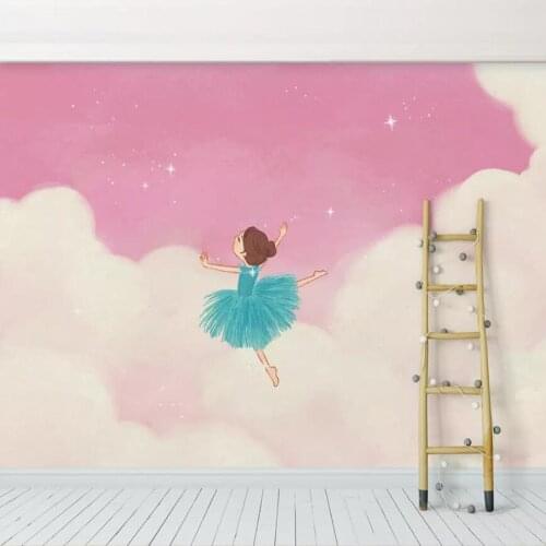 Milofi custom 3D wallpaper mural pink cloud ballet girl princess room children background wall living room bedroom decoration pa