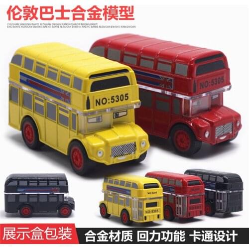 Alloy London Double-Decker Bus Simulation Model Boutique Car Mold Cake Ornaments Display Box Boys Like Fine Workmanship