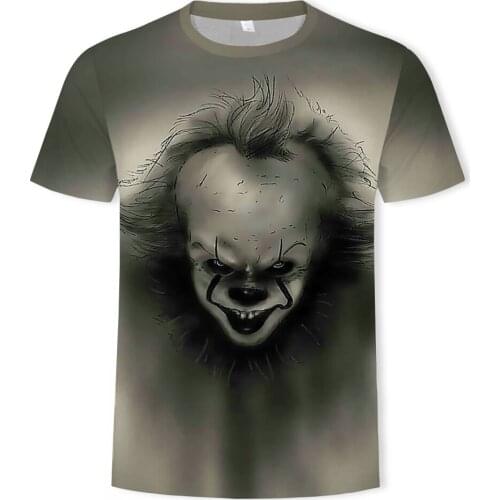 2021 new men t shirt the clown 3D Printed T Shirt Men Joker Face Casual O-neck Male tshirt Clown Short Sleeved joke Men clothing
