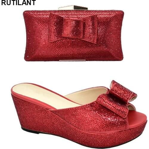 African Shoes and Matching Bags Shoe and Matching Bag for Nigeria Party Italy High Heels Women Wedding Shoes Summer Slippers