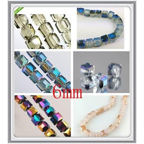 Wholesale 6mm Cube Loose Crystal Glass Beads 500pcs/lot Straight Hole Crystal Square Beads For Jewelry Making Bracelet DIY Beads
