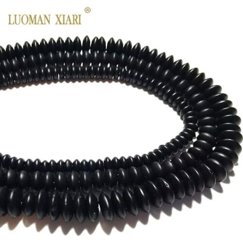 Wholesale Natural Stone Beads Black Dull Polish Saucer Shape Onyx For Jewelry Making DIY Necklace Bracelet 4*6/5*8/6*9 mm
