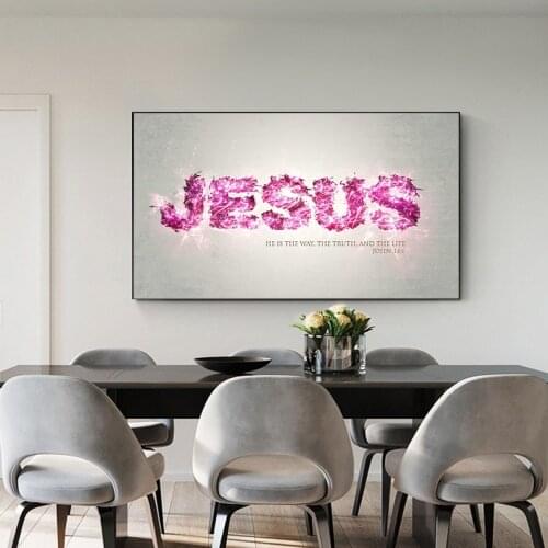 Posters and Prints Christian Jesus Letter Wall Art Canvas Painting Decorative Pictures for Living Room Church Home Decor