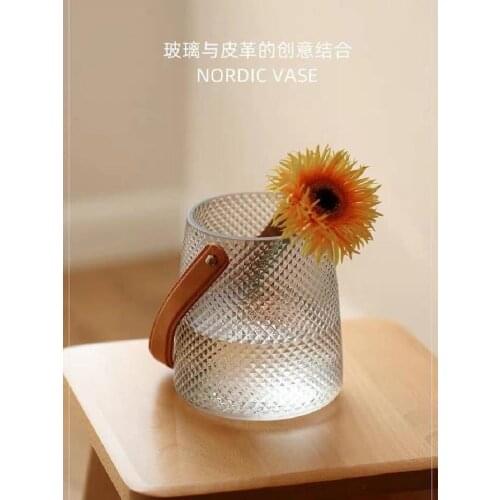 Nordic Style Portable Vase Office Vase Nordic Creative Water Rose Lily Glass Vase Flower Arrangement Small Flower Ornaments