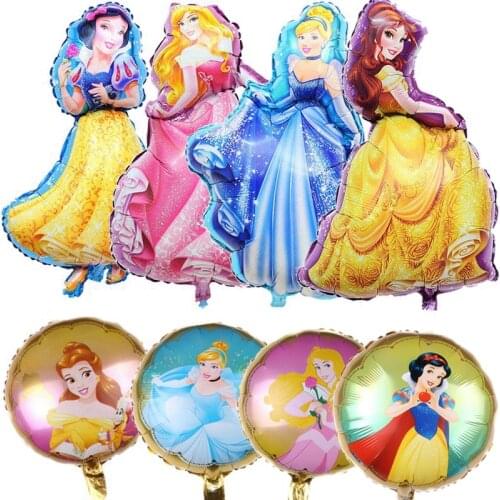 Princess Cinderella Belle Rapunzel Snow White Tiana Round Balloon Girls Favor Birthday Han Theme Party Decoration Supplies