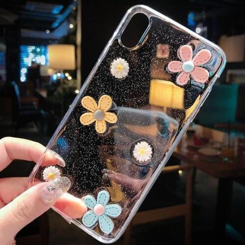 Flower Glitter Star Clear Case For OPPO A9 2020 A5 A7 A3S A59 A83 A91 A92S A51Reno 10X F15 F11 F9 F5 Epoxy Transparent Soft Case