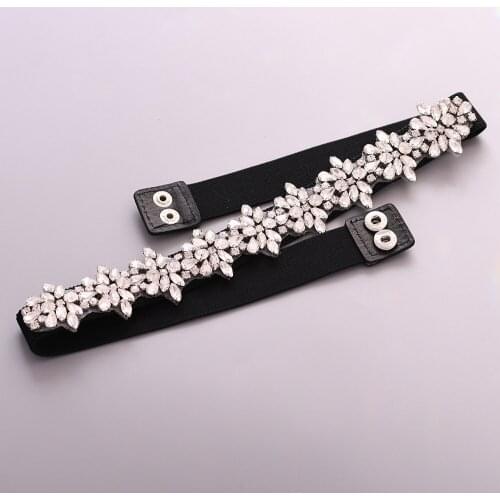 Handmade Wedding Cummerbund Stretch Waist Belt Wide Waistbands Buckle Waist Belt For Party Rhinestone Belt Wedding Dress Belt