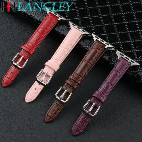 Ladies Narrow Design Fashion Watch Band for Apple watch 38mm 42mm 40mm 44mm Band Women Strap For Iwatch Bands Geunine Leather