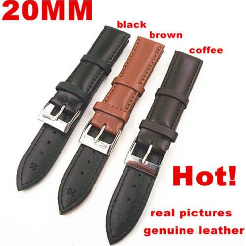 Wholesale High quality 50PCS/lot 20MM genuine leather watch band watch strap watch parts-black ,brown,coffee color-0201108