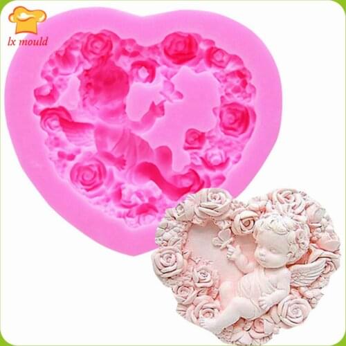 Rose Flower Love Angel Doll Silicone Molds Chocolate Cake Baking Soap Mould DIY Silicone Mold