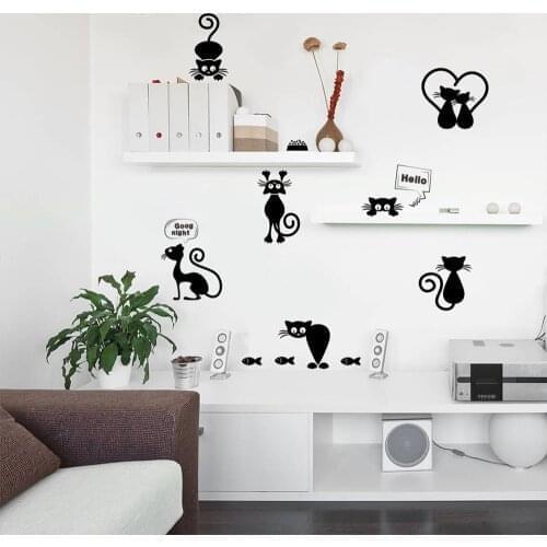 Lovely Cat Light Switch Phone Wall Stickers For Kids Rooms Diy Home Decoration Cartoon Animals Wall Decals Pvc Mural Art