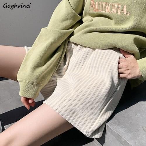 Shorts Womens Spring Autumn Elastic Waist Wide Leg Loose Leisure Solid Elegant Soft High Quality Female Streetwear All-match New