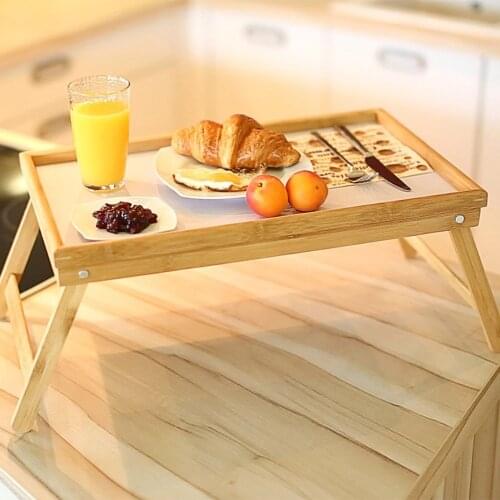 Homevibes Bamboo Foldable Breakfast Table, Laptop Desk, Bed Table, Serving Tray Tea Serving Table Stand Stand Holder Notebook