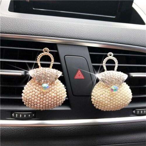 Alloy Diamond insert Pearl handbag Car perfume Air conditioning outlet decoration Car Air Freshener Car-styling Perfumes