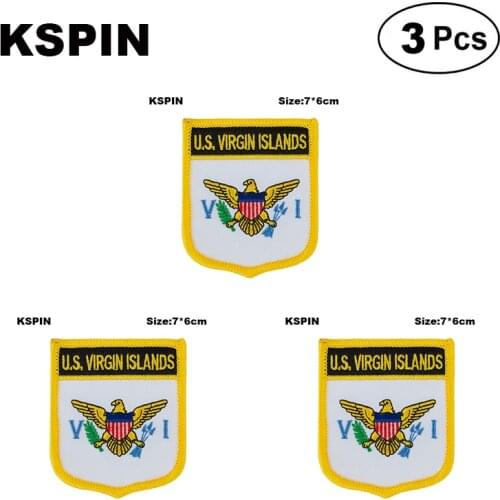 US. Virgin Islands Shiled Shape Flag Patches National Flag Patches For Cothing DIY Decoration