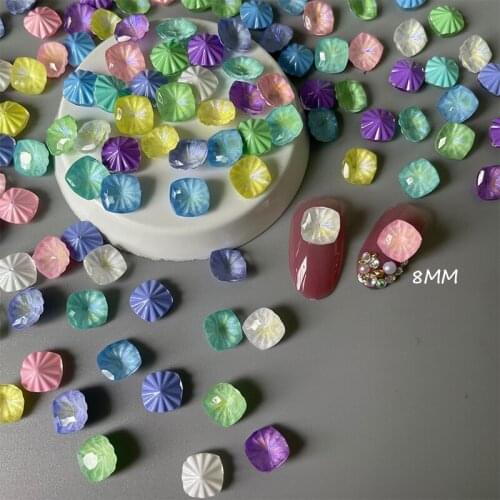 New Mocha Pointed Bottom Square 8MM Glass Nail Art Rhinestones Mix Color Stones Strass Crystals For 3D Nails Decoration