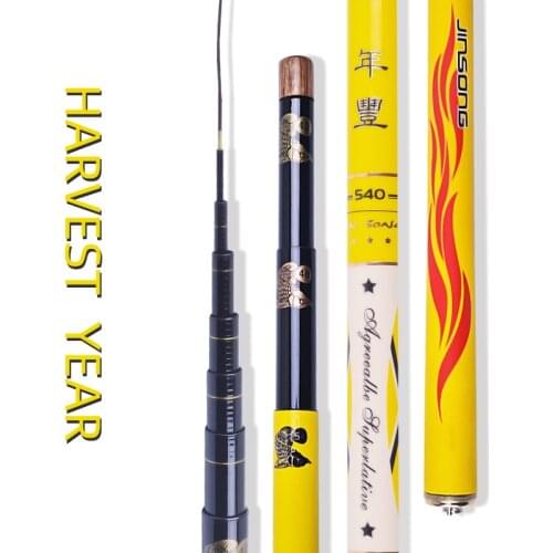 Jinsong Bumper-Year Super Stiff Tele Pole Fast Carbon Telescopic Fishing Rods 4.5m5.4m6.3m7.2m Stream Rod for Carp Light Weight
