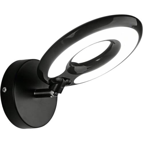 LED Round Wall Lamp For Bedroom Applique murale luminaire Reading Wall Sconce Modern Black Mirror Light Office Lighting 0085