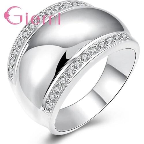 Fresh and Simple Round Crystal Stone Ring for Mother and Girlfriend Honey Anniversary Gift Jewelry 925 Sterling Silver