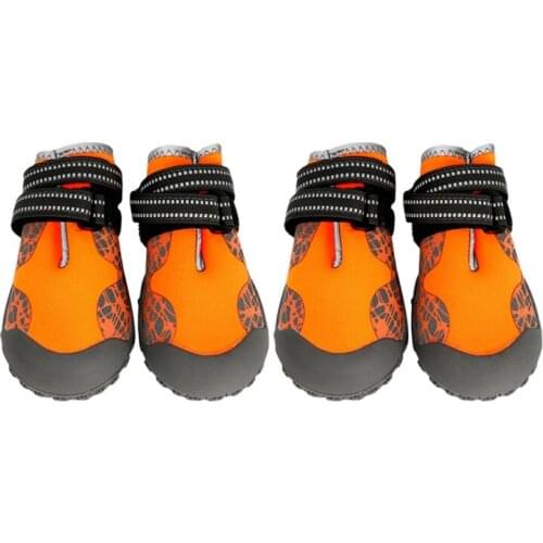 4pcs/lot Dog Warm Shoes Pets Protect Foot Sports Mountain Wearable Anti-slip Waterproof Reflective Dogs Autumn Winter Boots