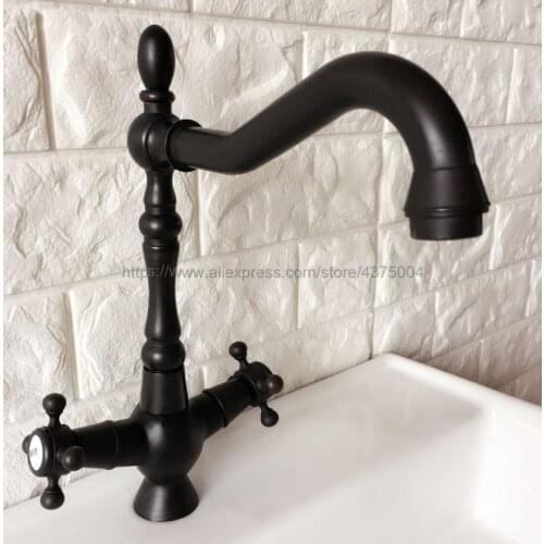 Bathroom Faucet Oil Rubbed Bronze Double Cross Handles Bathroom Basin Faucets Deck Mount Bathbasin Vanity Mixer Taps Nnf381