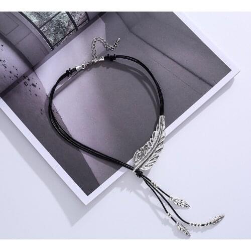 Vintage Plant Jewelry for Women Rope Chain Chokers Suspension Necklace Jewellery necklaces & pendants Leaf Pendant 2021 New