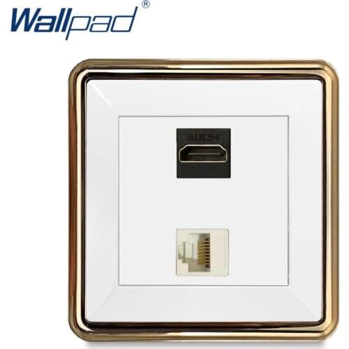 Wallpad HDMI-compatible RJ45 CAT6 Socket Data Transmission Wall Socket Gold Panel
