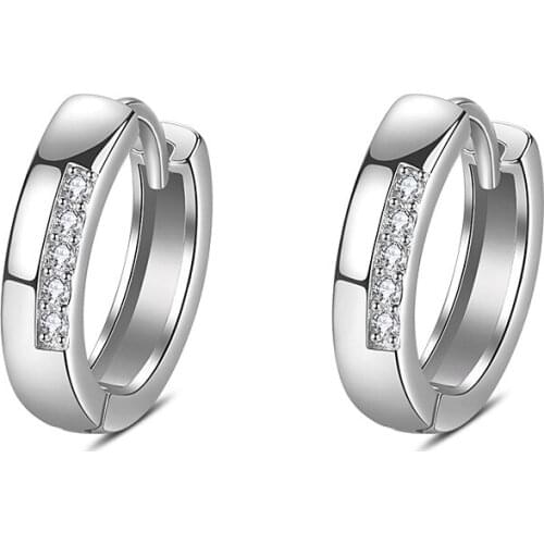 LByzHan 100% Real 925 Sterling Silver Crystal Circle Earring For Women Making Jewelry Gift Wedding Party Engagement E024