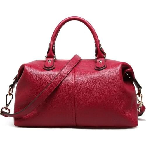 Genuine Leather Top-handle Bags For Ladies High Quality Women Messenger Bags Bowling Tote Handbags MQ25