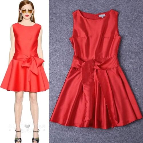 Customize Made Women Summer Autumn Casual Celebrity Runway Fashion Plus Size Slim Fit Sashes Decoration Princess Satin Dress