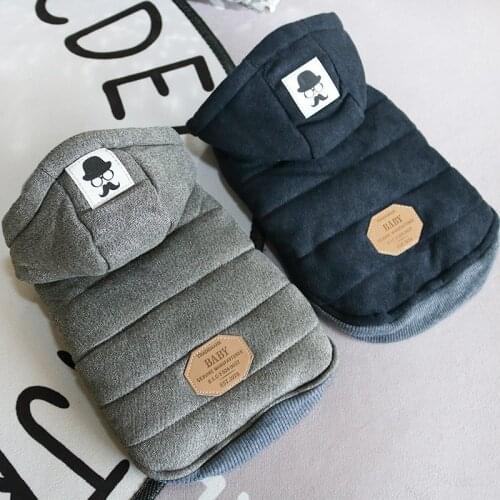 Winter Dog Clothes Hoodie Coat Moustache Cotton Coat Thicken Warm Clothes for Small Dogs Autumn Jacket Coat Puppy Sweater Dogs