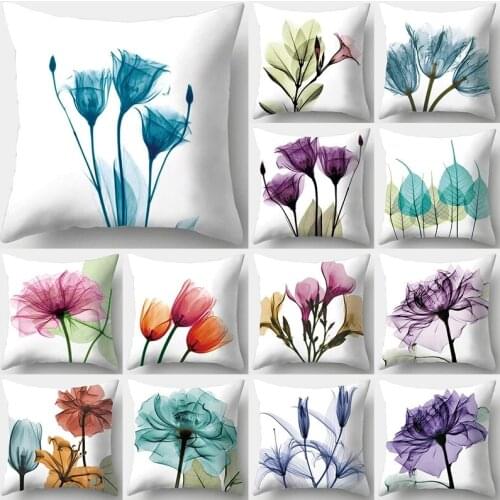 1Pcs 45*45CM Flower Pattern Decorative Cushions Pillowcase Polyester Cushion Cover Throw Pillow Sofa Car Decoration Pillowcover