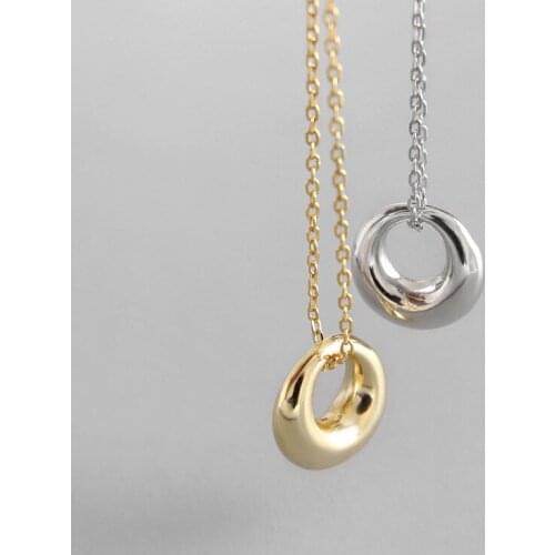 100% 925 sterling silver hollow round pendant necklace female chains, minimalist gold color chokers necklaces for women jewelry