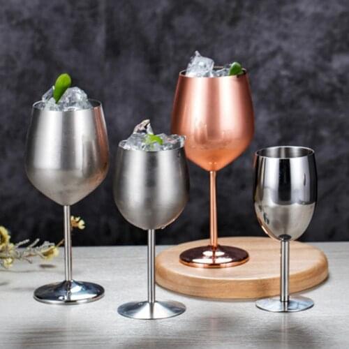 200/250/350/530ml Wine Glass Goblet Cup Stainless Steel Goblet Champagne Cup Wine Glass Tumblers Cup Home Bar Wine Glass Cup