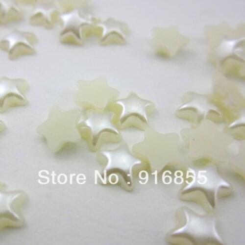 Free shipping 6mm 2000pcs/lot cream white color five-star shape craft flatback imitation pearl beads