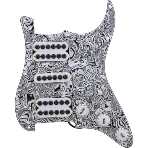 BQLZR Black White Zebra Color 3-ply HSH Electric Guitar Loaded Prewired Pickup Pickguard for Electric Guitar