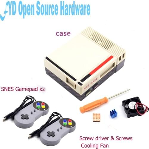 1set Mini NES Case Retroflag case with Cooling Fan and 2 Pack SENS Gamepad Controller for RetroPie Raspberry Pi 3/2/B