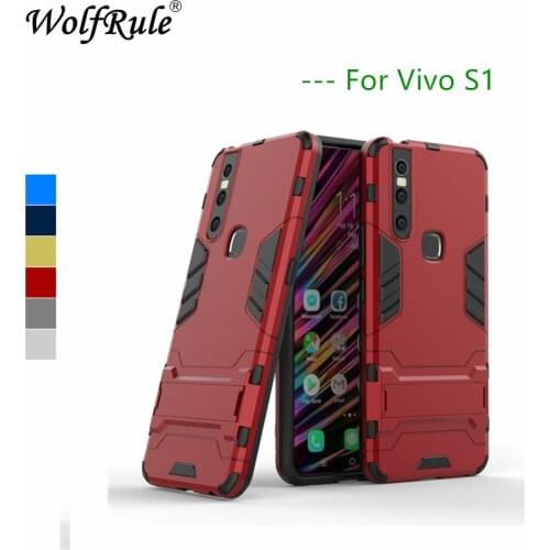 Case Vivo S1 Cover Soft Rubber + Plastic Kickstand Back Phone Case For Vivo S1 Case Phone Shell BBK Vivo S1 Fundas 6.53"