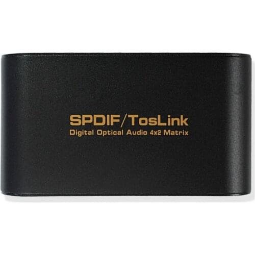 SPDIF Toslink Digital Optical Audio 4 Inputs 2 Outputs True Fiber Audio Matrix Converter with Remote