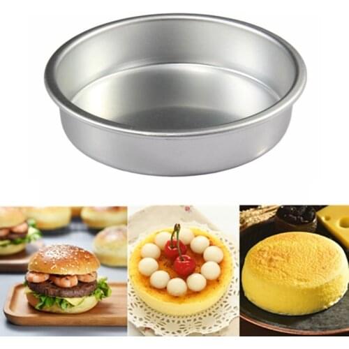 4 inch Small Cake Mold Round Durable Cake Pan Non Stick Bottom Pudding Aluminum Mold Hamburger Mold DIY Baking Tools