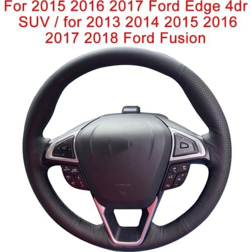 Customized DIY Car Steering Wheel Cover For 2015-2017 Ford Edge 4dr SUV/For 2013-2018 Ford Fusion Leather Steering Wheel Wrap