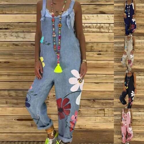 Soft Fashion Chrysanthemum Print Backless Jumpsuit Streetwear Ladies Jumpsuit All Match for Club