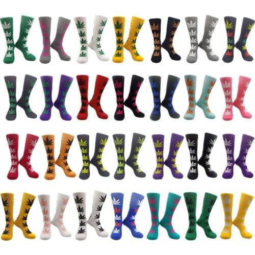 Street fashion unisex weed socks hip hop skateboard chaussette high quality casual fall/winter hip-hop fun men socks