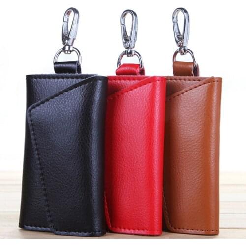 2018 New Key Holder Genuine Leather Wallet Unisex Solid Key Wallet Organizer Bag Car Housekeeper Wallet Card Holder AY883579