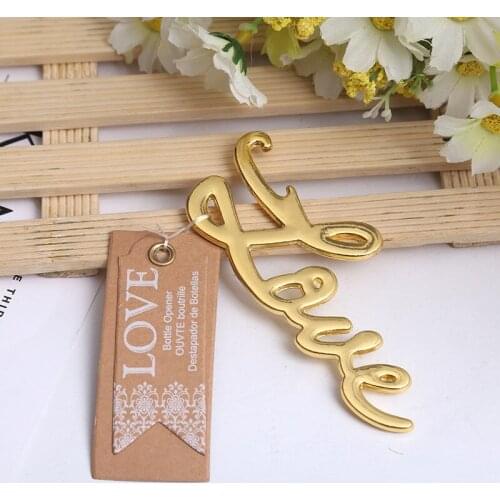 200pcs/lot NEW ARRIVAL+Best Quality Chrome Love Bottle Opener Wedding&Bridal Shower Favors and Gift For Guest Silver Gold Color