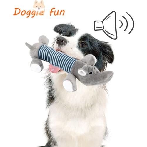 Squeak Chew Dog Toys Sound Dolls Dog Cat Fleece Pet Funny Plush Toys Elephant Duck Pig Fit for French Bulldog Chihuahua Husky