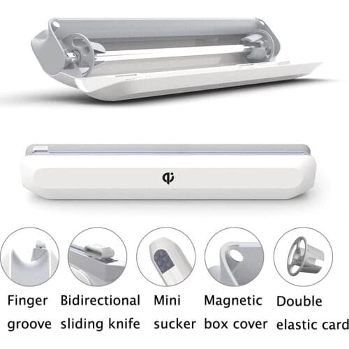 Suction Cup Fixing Plastic Food Wrap Cutter Dispenser Cling Wrap Dispenser Cling Film Wrap Dispenser Box Cutter For Kitchen Film