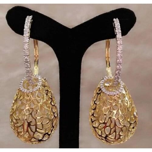 ACCKING Luxury Hollow-out CZ Full Stone Women Bridal Wedding Earring Dubai Afican Jewelry