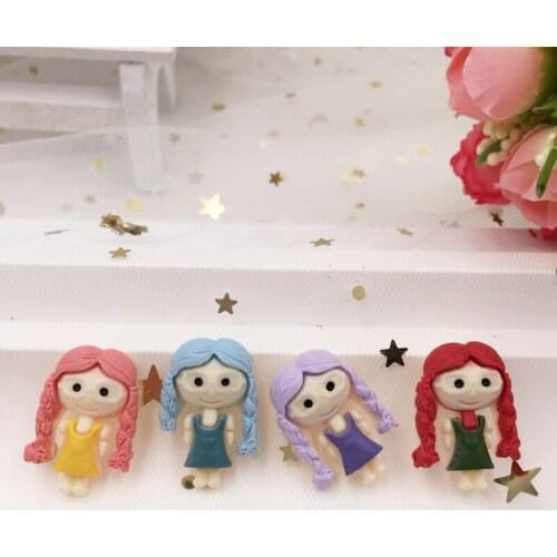 Hand Painted Resin Mix Kawaii Colorful Cool Girl Flatback Cabochon Stone 12 PCS Scrapbook DIY Decor Home Figurine Crafts